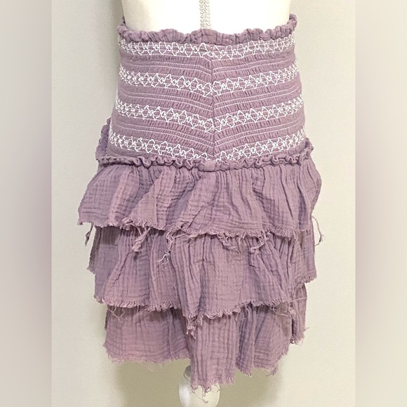 The Impeccable Pig Womens S Solid Lt Purple Classic Ruffle Skirt Boho Preppy - Picture 4 of 10